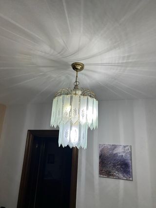 Lámpara de techo comedor cristal y metal