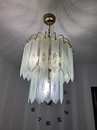 Lámpara de techo comedor cristal y metal