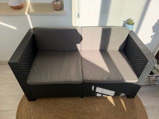 Conjunto Muebles Ratán Sintético Negro/Gris