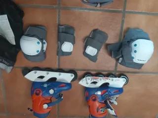 Patines y equipo de protección