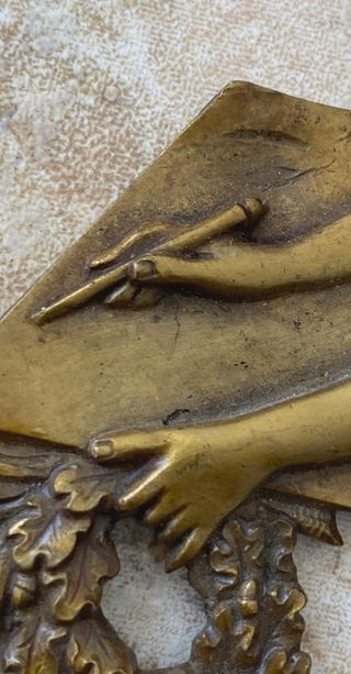 Placa Bronce Dorado Siglo XIX - Musa Clío