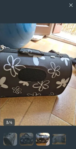 Transportín Plegable Mascotas Negro/Blanco