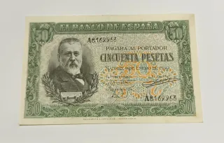 Billete 50 Pesetas 1940 El Banco España. M. Pelayo