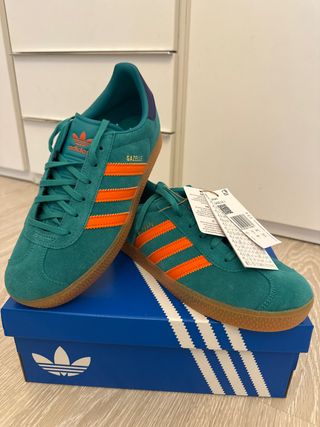 Adidas Gazelle Teal Naranja 38 2/3