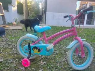 Bicicleta infantil rosa con ruedines