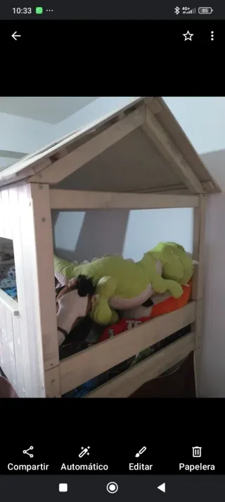 Cama casa madera maciza para niño