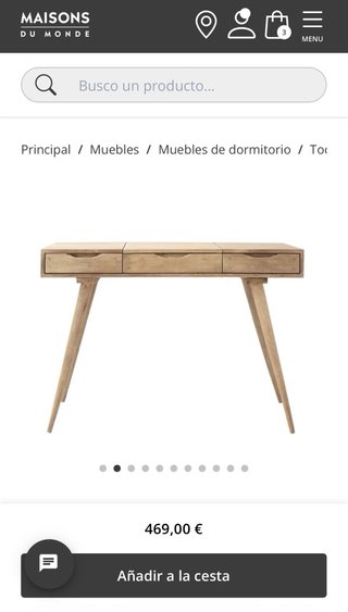 Escritorio/tocador de madera con espejo