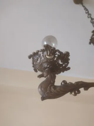 Lampadario antico ottone 3 luci vintage