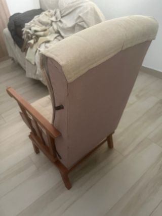 Butaca mecedora tela y madera