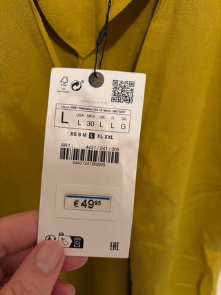 Zara Vestito Lino Misto giallo senape Taglia L
