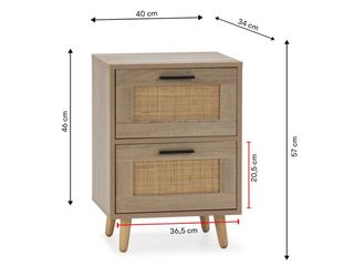 Mesa de cabeceira nórdica com rattan