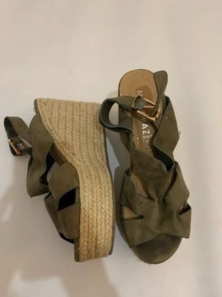 Sandalias cuña Marypaz verde Talla 37