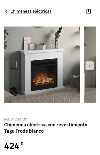 Chimenea eléctrica blanca y negra con mueble