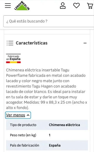 Chimenea eléctrica blanca y negra con mueble