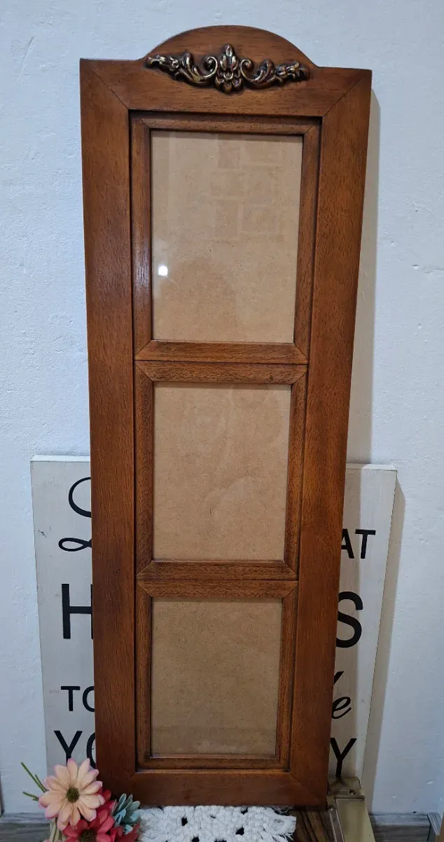 Marco fotos madera vintage 3 fotos. Nuevo.