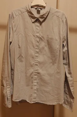 Camicia a pois grigia e bianch