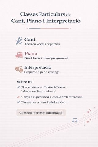 Clases de Canto, Piano e Interpretación