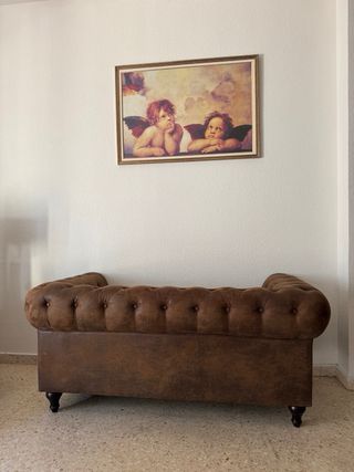 Sofá Chesterfield 2 plazas piel ante