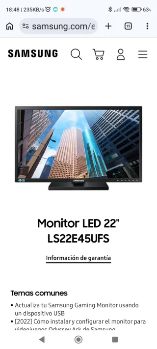 Monitor Samsung S22 LED FullHD Negro