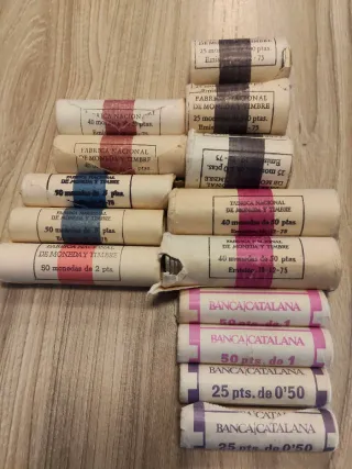 Blísters monedas 0.50, 1, 2, 5, 25, 50 y 75 peseta