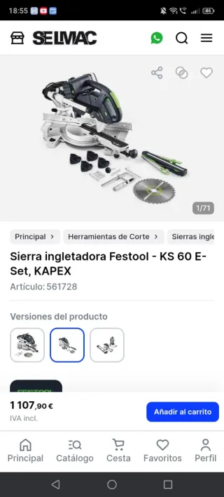 Sierra Ingletadora Festool KS60 E-Set sólo en mano