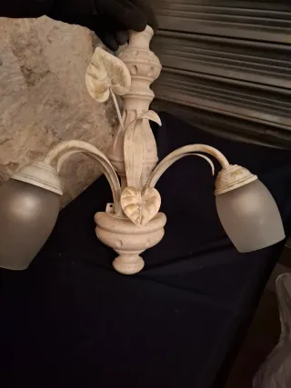 Applique vintage base legno pendenti ferro