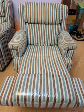 Sillón relax tela gris y rayas