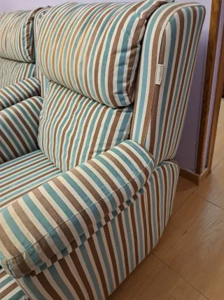 Sillón relax tela gris y rayas