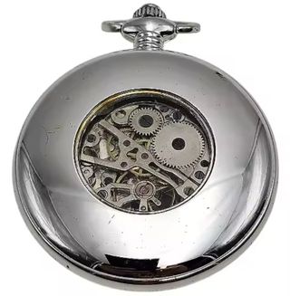 Reloj de bolsillo automático plateado