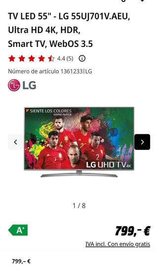 Smart TV LG 55 Negro y Plata