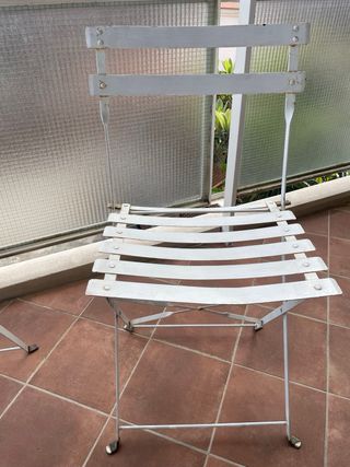 Mesa y 2 Sillas Balcón Metal Blanco