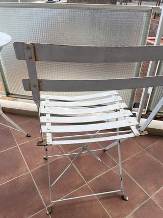 Mesa y 2 Sillas Balcón Metal Blanco