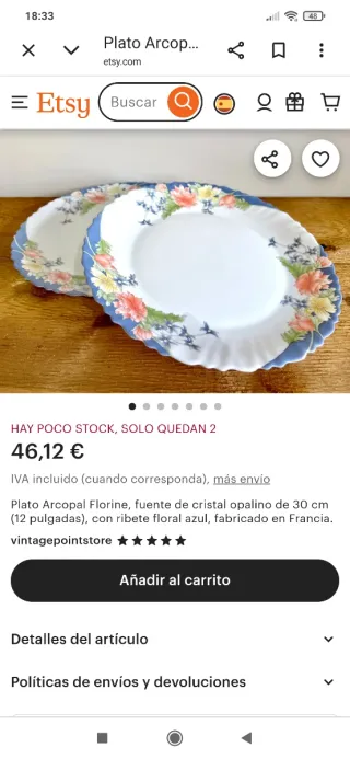 Fuente Arcopal ,Ensaladera y 4 Platos Llanos.