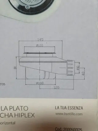 Válvula Plato Ducha Stillo 80mm HiPlex