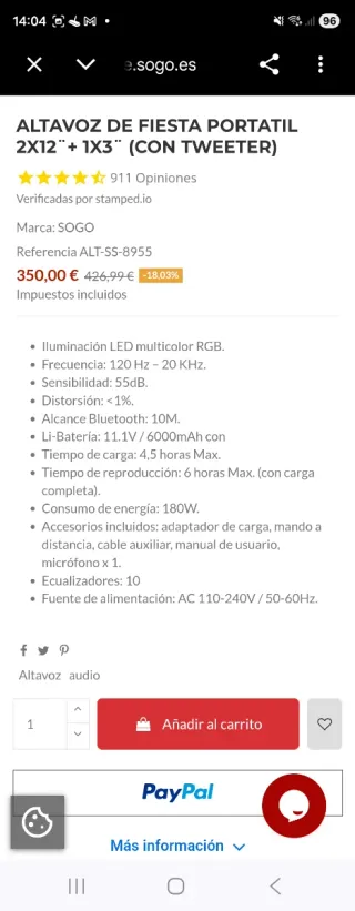 Altavoz SOGO Negro Multicolor Rgb