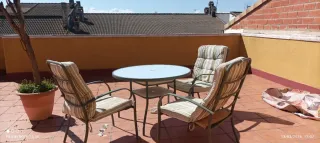 Mesa y 4 Sillas Jardín Cristal Metal