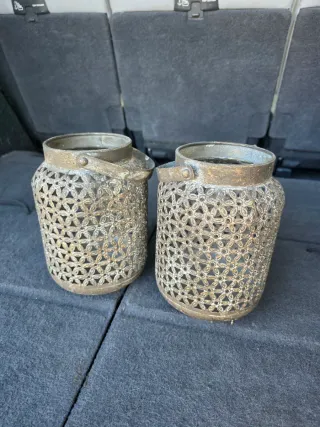 Pareja faroles decorativos bronce