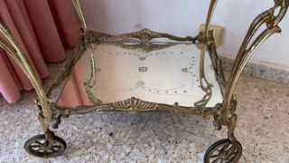 Carrito bar / Camarera vintage latón y cristal