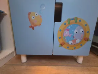 Mueble infantil azul con diseño marino dos modulos
