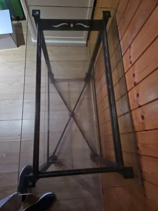 Mesa forja y cristal doble altura