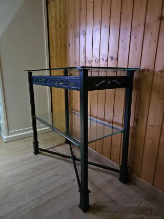 Mesa forja y cristal doble altura