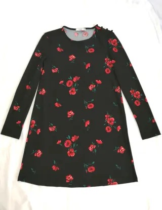 Abito corto Mango fiori rossi taglia S