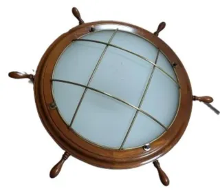 Lámpara de techo timón barco madera y metal