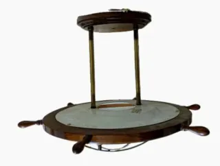 Lámpara de techo timón barco madera y metal