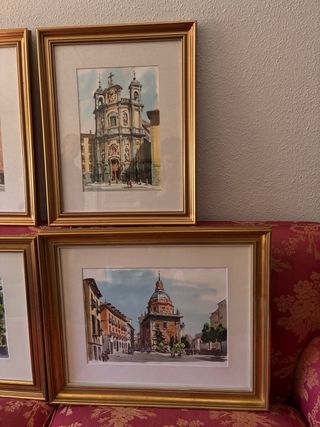 4 Cuadros enmarcados Acuarela Paisajes