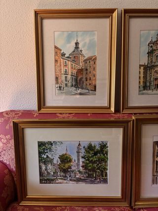 4 Cuadros enmarcados Acuarela Paisajes