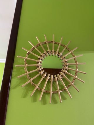Espejo Sol Ratán y Madera