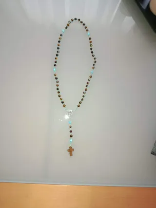 Rosario de cuentas de piedra ojo de tigre y turque