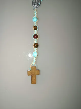 Rosario de cuentas de piedra ojo de tigre y turque