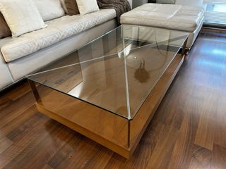 Mesa de centro diseño cristal y madera